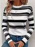 Women Striped Long Sleeve Tee T-shirt Crew Neck Printing Casual Spring/Fall Graphic Tee Top