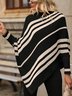 Women Striped Printing Winter Street Long Sleeve Mock Neck Sweater