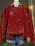 Women Christmas Crew Neck Printing Casual Spring/Fall Long Sleeve Sweatshirt