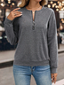Women Plain Crew Neck Printing Casual Spring/Fall Long Sleeve Sweatshirt