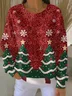 Women Christmas Crew Neck Printing Casual Spring/Fall Long Sleeve Sweatshirt