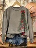 Women Christmas Crew Neck Printing Casual Spring/Fall Long Sleeve Sweatshirt