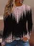 Women Abstract Long Sleeve Tee T-shirt Crew Neck Printing Casual Spring/Fall Graphic Tee Top
