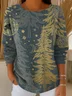 Women Christmas Printing Spring/Fall Casual Long Sleeve Crew Neck Sweater
