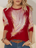 Women Abstract Long Sleeve Tee T-shirt Crew Neck Printing Casual Spring/Fall Graphic Tee Top