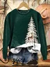 Women Christmas Crew Neck Printing Casual Spring/Fall Long Sleeve Sweatshirt