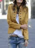 Women Spring/Fall Outerwear Vintage Split Joint Plain Long Sleeve Shawl Collar Jacket