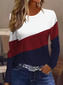 Women Multicolor Block Long Sleeve Tee T-shirt Crew Neck Printing Casual Spring/Fall Graphic Tee Top
