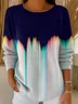 Women Abstract Printing Spring/Fall Casual Long Sleeve Crew Neck Sweater