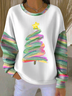 Women Christmas Crew Neck Printing Casual Spring/Fall Long Sleeve Sweatshirt