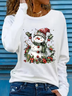 Women Christmas Snowman Long Sleeve Tee T-shirt Crew Neck Printing Casual Spring/Fall Graphic Tee Top