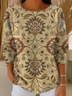 Women Floral Printing Spring/Fall Casual Long Sleeve Crew Neck Sweater