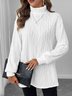 Women Plain Long Sleeve Tee T-shirt Turtleneck Embossed Casual Spring/Fall Top