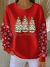 Women Christmas Crew Neck Printing Casual Spring/Fall Long Sleeve Sweatshirt