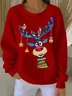 Women Christmas Crew Neck Printing Casual Spring/Fall Long Sleeve Sweatshirt
