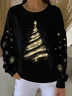 Women Christmas Crew Neck Printing Casual Spring/Fall Long Sleeve Sweatshirt