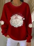 Women Santa Claus Crew Neck Printing Casual Spring/Fall Long Sleeve Sweatshirt