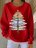 Women Christmas Crew Neck Printing Casual Spring/Fall Long Sleeve Sweatshirt