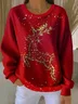 Women Christmas Crew Neck Printing Casual Spring/Fall Long Sleeve Sweatshirt