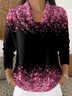 Women Abstract Printing Spring/Fall Casual Long Sleeve Cowl Neck Sweater