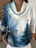 Women Christmas Printing Spring/Fall Casual Long Sleeve Cowl Neck Sweater