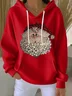 Women Santa Claus Spring/Fall Printing Long Sleeve Casual Daily Hoodie