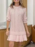 Women Geometric Long Sleeve Autumn Jacquard Dress Crew Neck Daily Sexy Mini Sweater A-Line Dress