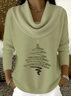Women Christmas Printing Spring/Fall Casual Long Sleeve Cowl Neck Sweater