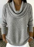 Women Abstract Printing Spring/Fall Casual Long Sleeve Cowl Neck Sweater