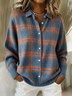 Women Plaid Printing Long Sleeve Shawl Collar Vintage Spring/Fall Cardigan Outerwear