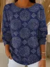 Women Abstract Printing Spring/Fall Casual Long Sleeve Crew Neck Sweater