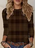 Women Plaid Long Sleeve Tee T-shirt Crew Neck Printing Casual Spring/Fall Graphic Tee Top