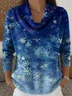 Women Christmas Printing Spring/Fall Casual Long Sleeve Cowl Neck Sweater