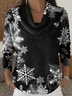 Women Christmas Printing Spring/Fall Casual Long Sleeve Cowl Neck Sweater