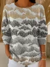 Women Abstract Printing Spring/Fall Casual Long Sleeve Crew Neck Sweater