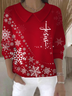 Women Christmas Printing Spring/Fall Casual Long Sleeve Shawl Collar Sweater