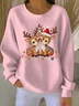 Women Christmas Crew Neck Printing Casual Spring/Fall Long Sleeve Sweatshirt
