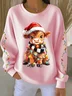 Women Christmas Crew Neck Printing Casual Spring/Fall Long Sleeve Sweatshirt