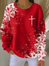 Women Christmas Crew Neck Printing Casual Spring/Fall Long Sleeve Sweatshirt