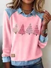 Women Christmas Shawl Collar Vintage Spring/Fall Long Sleeve Sweatshirt