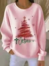 Women Christmas Crew Neck Printing Casual Spring/Fall Long Sleeve Sweatshirt
