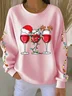 Women Christmas Crew Neck Printing Casual Spring/Fall Long Sleeve Sweatshirt