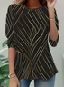 Women Abstract Long Sleeve Tee T-shirt Crew Neck Casual Spring/Fall Tunic Top