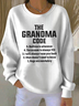Women Letter Pattern Crew Neck Vintage Spring/Fall Long Sleeve Sweatshirt