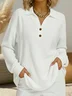 Women Plain Long Sleeve Tee T-shirt Stand Collar Jacquard Casual Spring/Fall Top