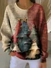 Women Christmas Crew Neck Printing Casual Spring/Fall Long Sleeve Sweatshirt