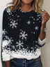 Women Christmas Long Sleeve Tee T-shirt Crew Neck Casual Spring/Fall Tunic Top