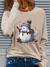 Women Christmas Snowman Long Sleeve Tee T-shirt Crew Neck Casual Spring/Fall Tunic Top