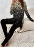 Women Abstract Printing Two-Piece Set Daily Long Sleeve Casual Spring/Fall Top With Pants Matching Set