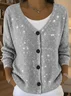 Women Abstract Long Sleeve V Neck Casual Spring/Fall Cardigan Outerwear
